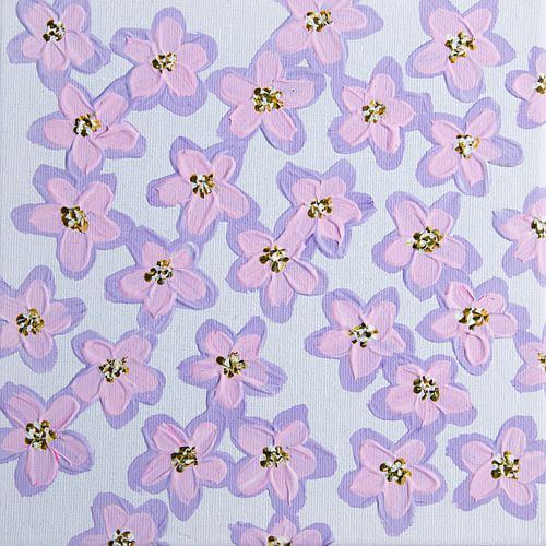 Fleurs en rose pastel rétro lilas vert blanc