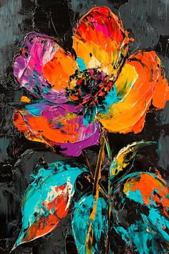 Fleur colorée dans le rêve nocturne sur Poster Art Shop