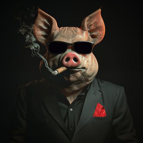 Varken met sigaar en zonnebril