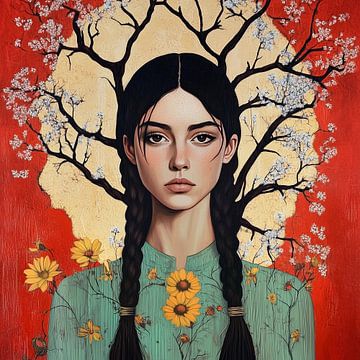 Female strength and nature connection in a symbolic portrait by Color Square