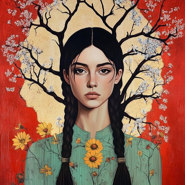 Female strength and nature connection in a symbolic portrait by Color Square