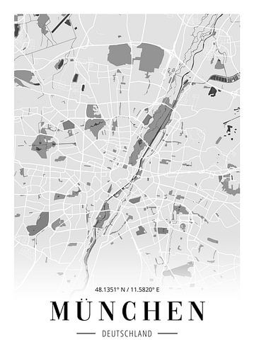 Minimalistische kaart van München - Kunstzinnige stadsposter voor thuis