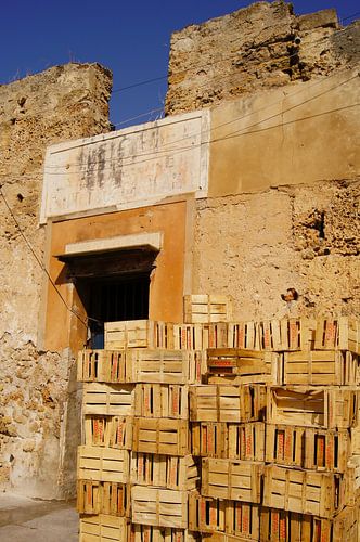 Fruitkistjes op de markt