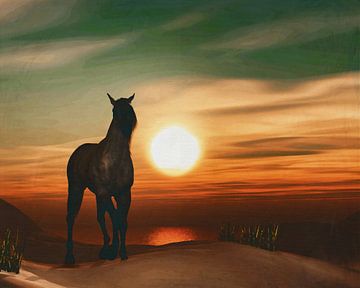 Pferd bei Sonnenuntergang 2 von Jan Keteleer