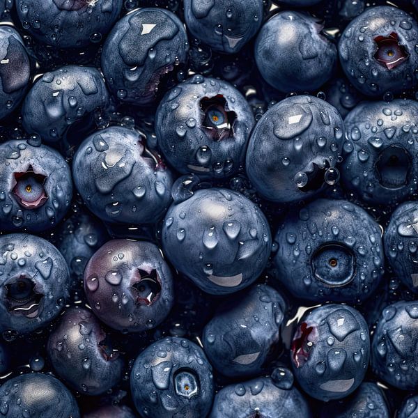Blueberries with drops of water square by Studio XII