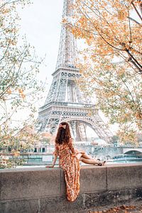 La Tour Eiffel à Paris entre les arbres sur Dymphe Mensink