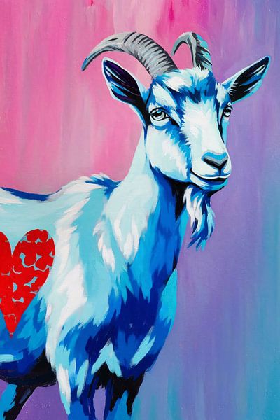 Colourful painting of goat with heart by Imperial Art House
