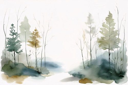 Minimalistische abstracte boslandschap