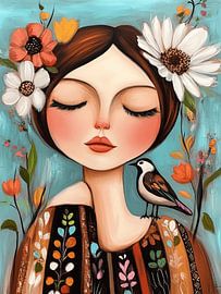 Colourful illustration, portrait by Carla Van Iersel