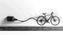 Sketch of an electric bike being charged by Frank Heinz