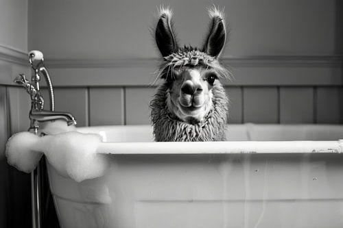 Ontspannen lama in de badkamer - een uniek WC-kunstwerk