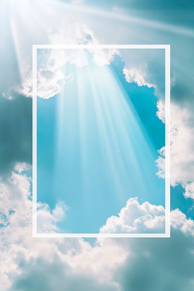 Lichtstrahlen durch Wolken – Himmelblau von Poster Art Shop