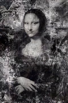 Street Art Mona Lisa - Urban Style in zwart wit - Digitale Collage van MadameRuiz