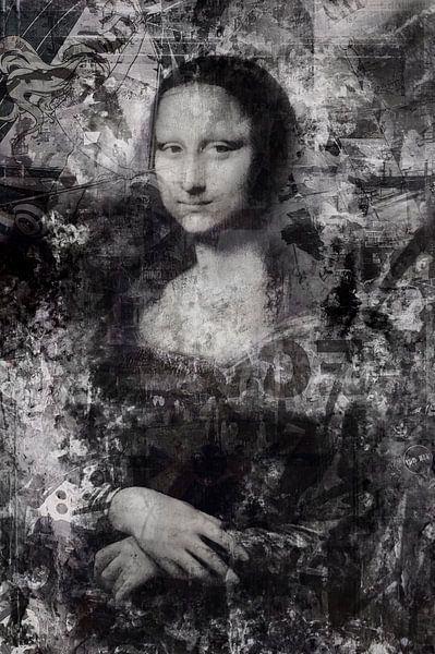 Street Art Mona Lisa - Urban Style in black and white - Digital Collage by MadameRuiz