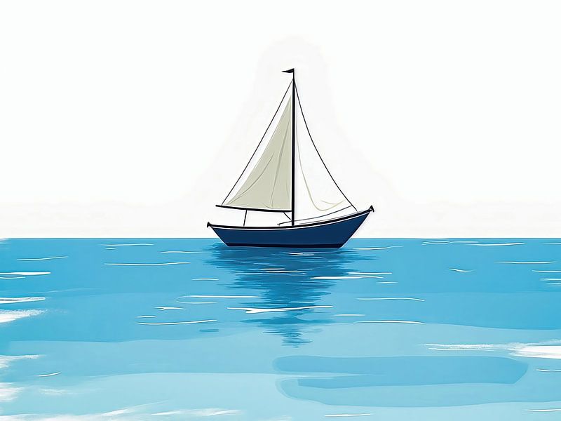 painting of an abandoned sailboat at sea by The Photo Artist