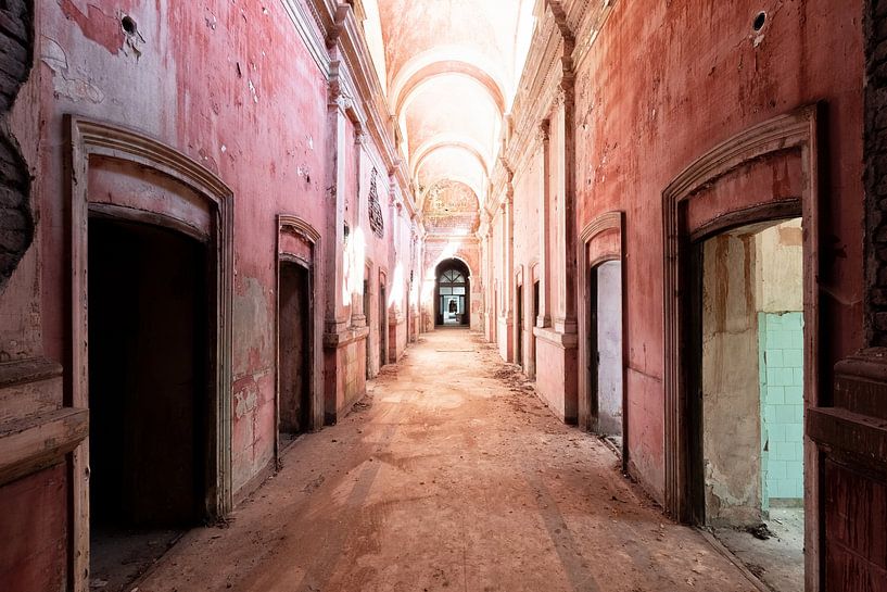 Red abandoned corridor by Times of Impermanence