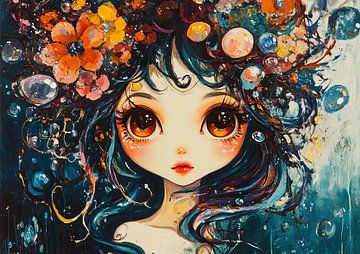 La jeune fille à la couronne de fleurs sur Peintures accrocheuses