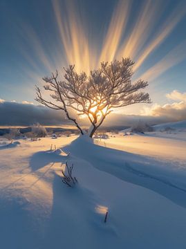 Magische winterboom van fernlichtsicht