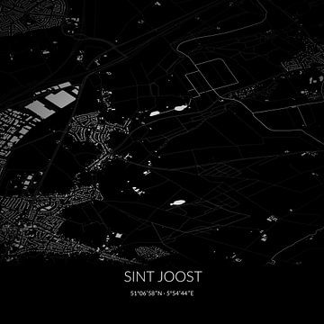 Black-and-white map of Sint Joost, Limburg. by Rezona