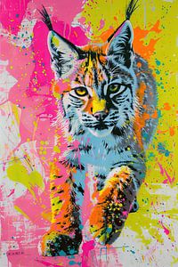 Painting Colourful Lynx by Kunst Kriebels