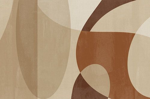 Moderne abstracte kunst in terracotta, beige en bruin