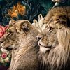 Schönes Löwenpaar in Blumen von Marjolein van Middelkoop