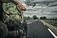 D-day Normandy with Jeeps and C47 aircraft.