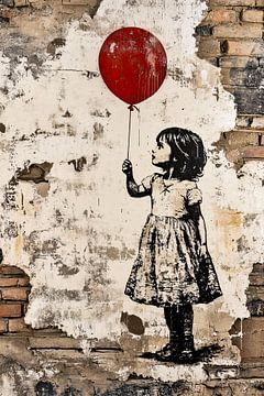 Meisje met rode ballon van Art & Soul Creations