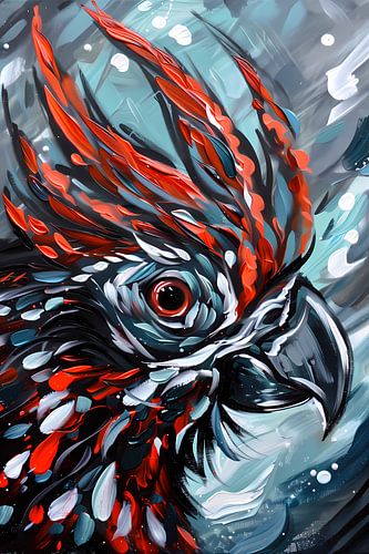 Abstract schilderij van kleurrijke papegaai