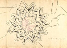 Old map of the fortified town of Coevorden from around 1710.