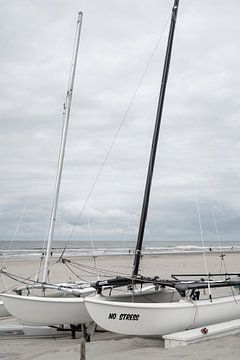 Sailing boats on the beach. Noordwijk. 1 by Alie Ekkelenkamp