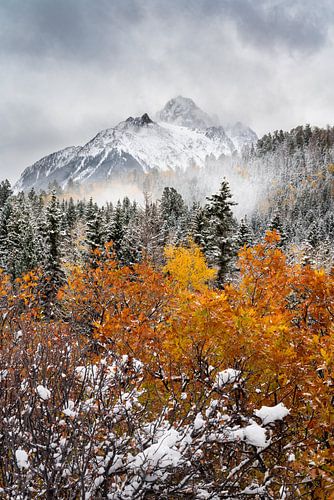 Mount Sneffels in den Colorado Rocky Mountains Herbstschneesturm