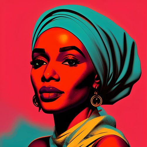 Ifeoma - popart portret illustratie van een Afrikaanse vrouw