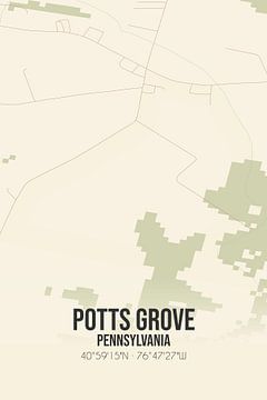 Carte ancienne de Potts Grove (Pennsylvanie), USA. sur Rezona