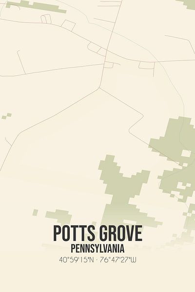 Carte ancienne de Potts Grove (Pennsylvanie), USA. par Affiches de lieux