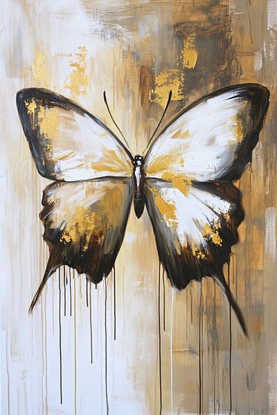 Goldener Schmetterling auf abstraktem Hintergrund von Imperial Art House