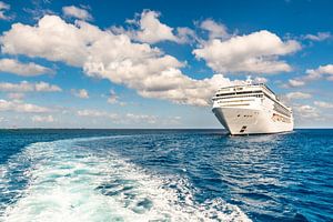 Cruiseschip en golven in de zee van Dieter Walther