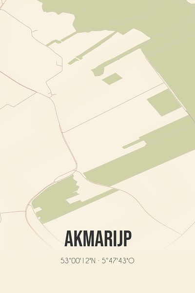 Alte Karte von Akmarijp (Fryslan) von Ortsdrucke