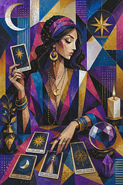 Le Voyant du Tarot – Une peinture mystique sur le thème du tarot sur Galerie Hoppenbrouwers