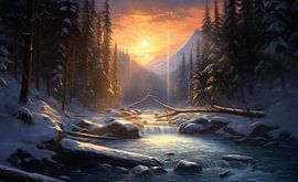 Winterlandschaft zum Sonnenaufgang