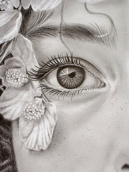 Auge trifft Blüte - Zeichnung