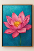 Rosa Lotusblume auf türkisfarbenem Hintergrund Gerahmte Kunst