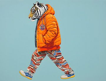 La foulée du tigre - Une fusion audacieuse de la nature et du style urbain - Art mural sur Murti Jung