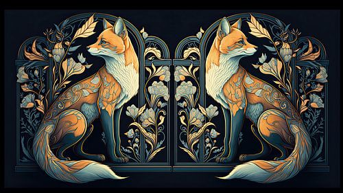 Art nouveau foxes