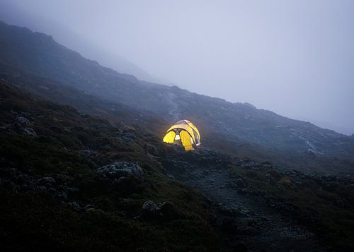 Tent op de vulkaan Pico