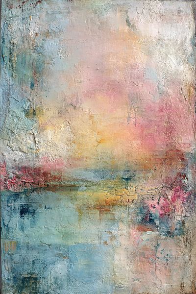 Pastell und Türkis verträumte abstrakte Malerei von Joriali Abstrakte Kunst