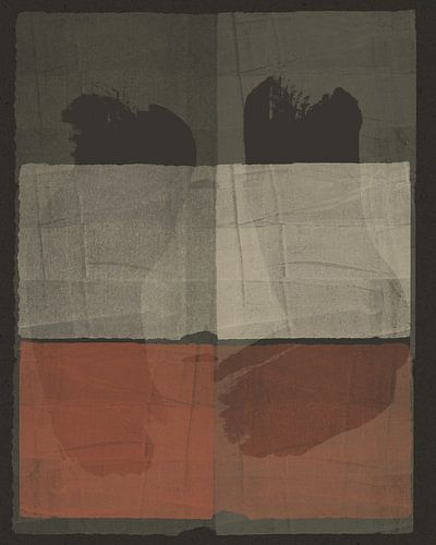 Moderne abstracte kunst. Vormen in terracotta, wit en bruin.