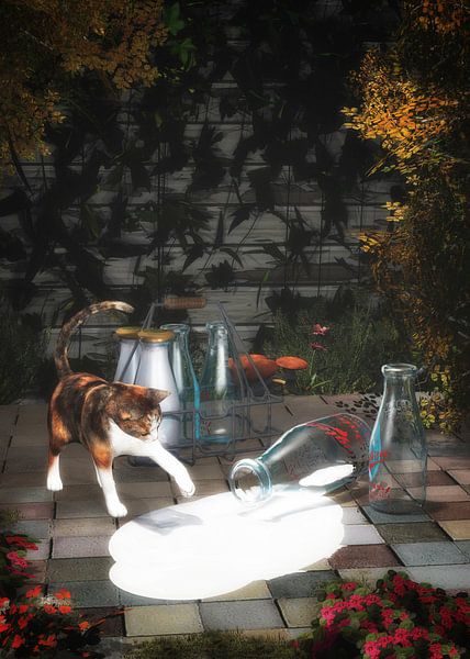 Chats – Chaton découvrant le lait par Jan Keteleer