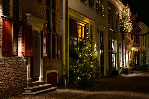 Deventer oude binnenstad winteravond straatbeeld