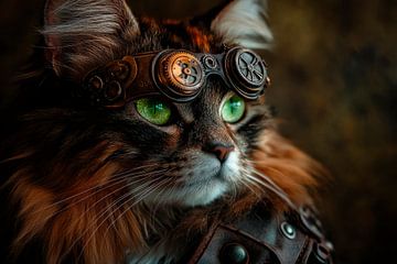 Steampunk-style cat portrait by Poster Art Shop